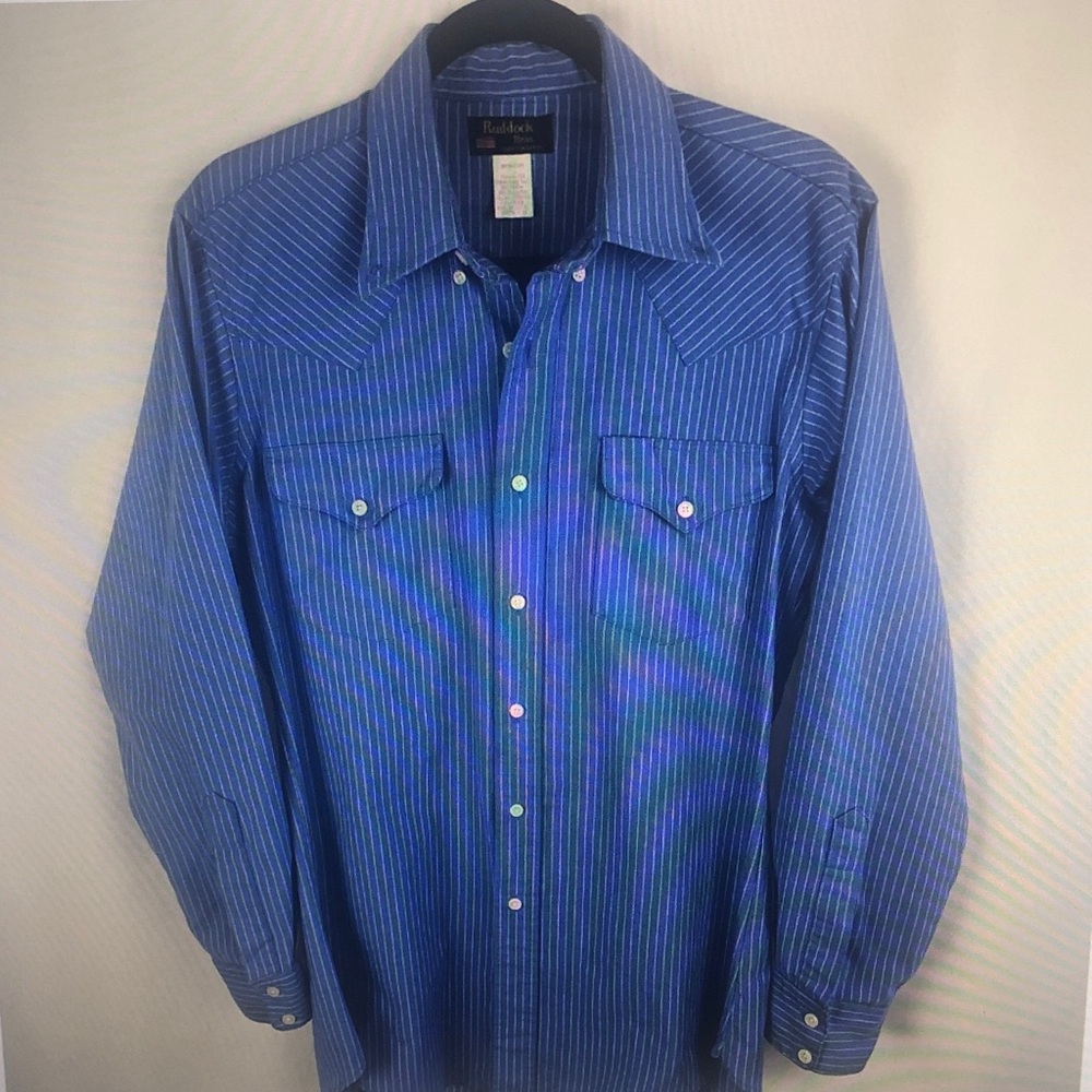 Ralph Lauren Blue Pinstripe Western Button-Down Shirt